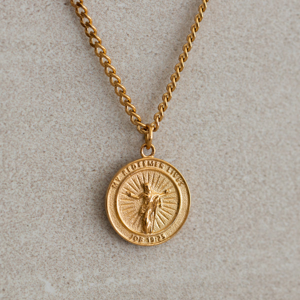 Gold My Redeemer Lives Necklace