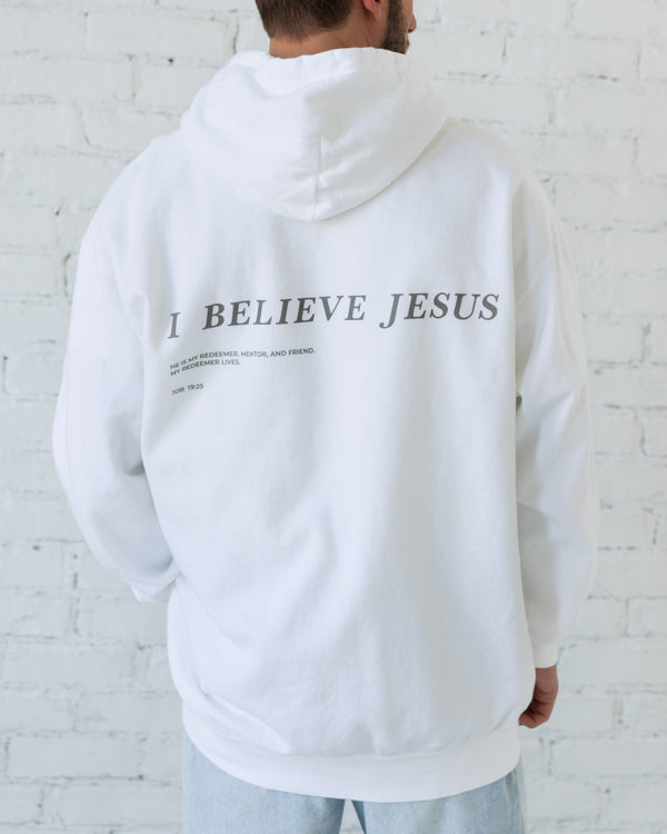 I BELIEVE JESUS - White HeavyWeight Hoodie