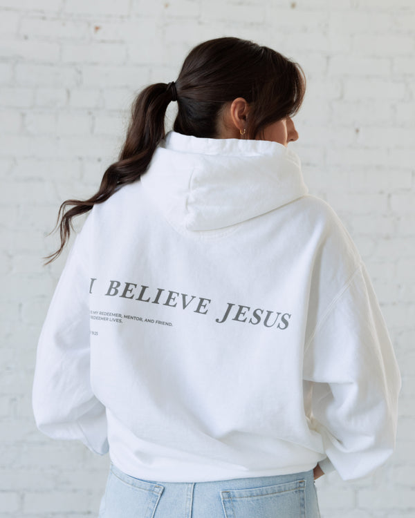 I BELIEVE JESUS - White HeavyWeight Hoodie